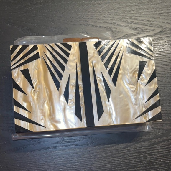 Black and Gold Acrylic Box Clutch - Picture 1 of 5